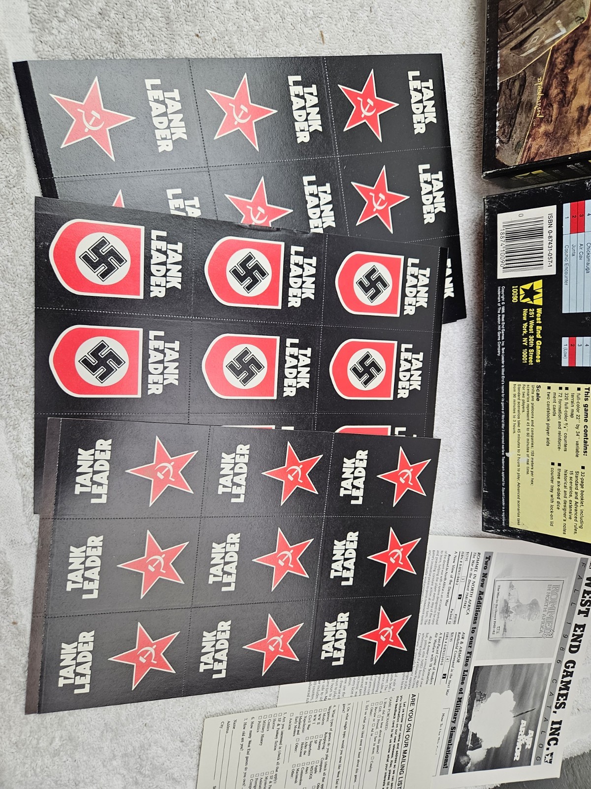 WEST END GAMES TANK LEADER GAME EASTERN FRONT 1986 VINTAGE CARDS UNPUNCHED