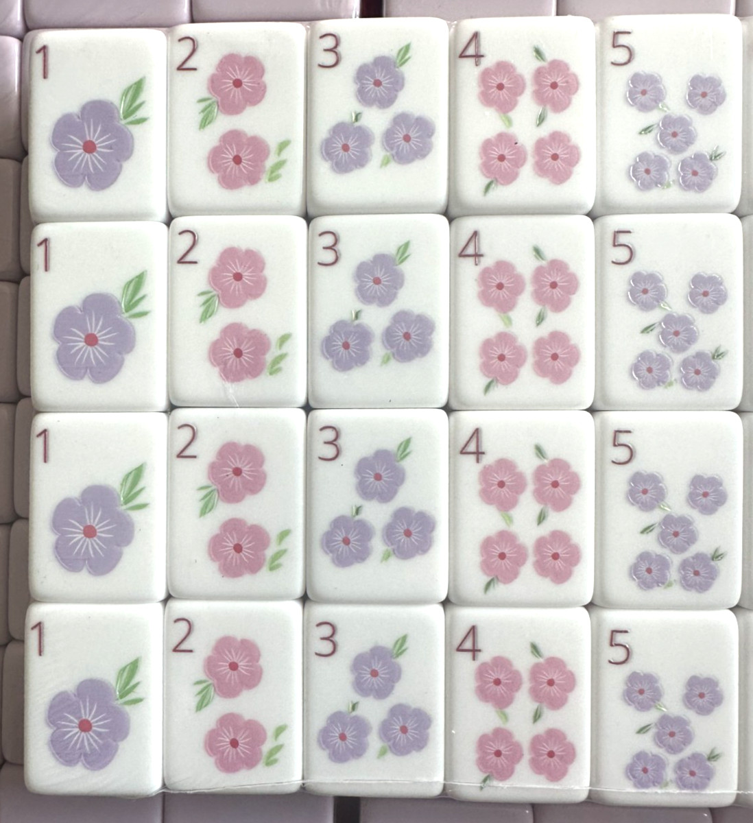 MISSING 2 FLOWERS – PASTEL PURPLE 4 Layer Acrylic Mahjong Tiles READ DESCRIPTION