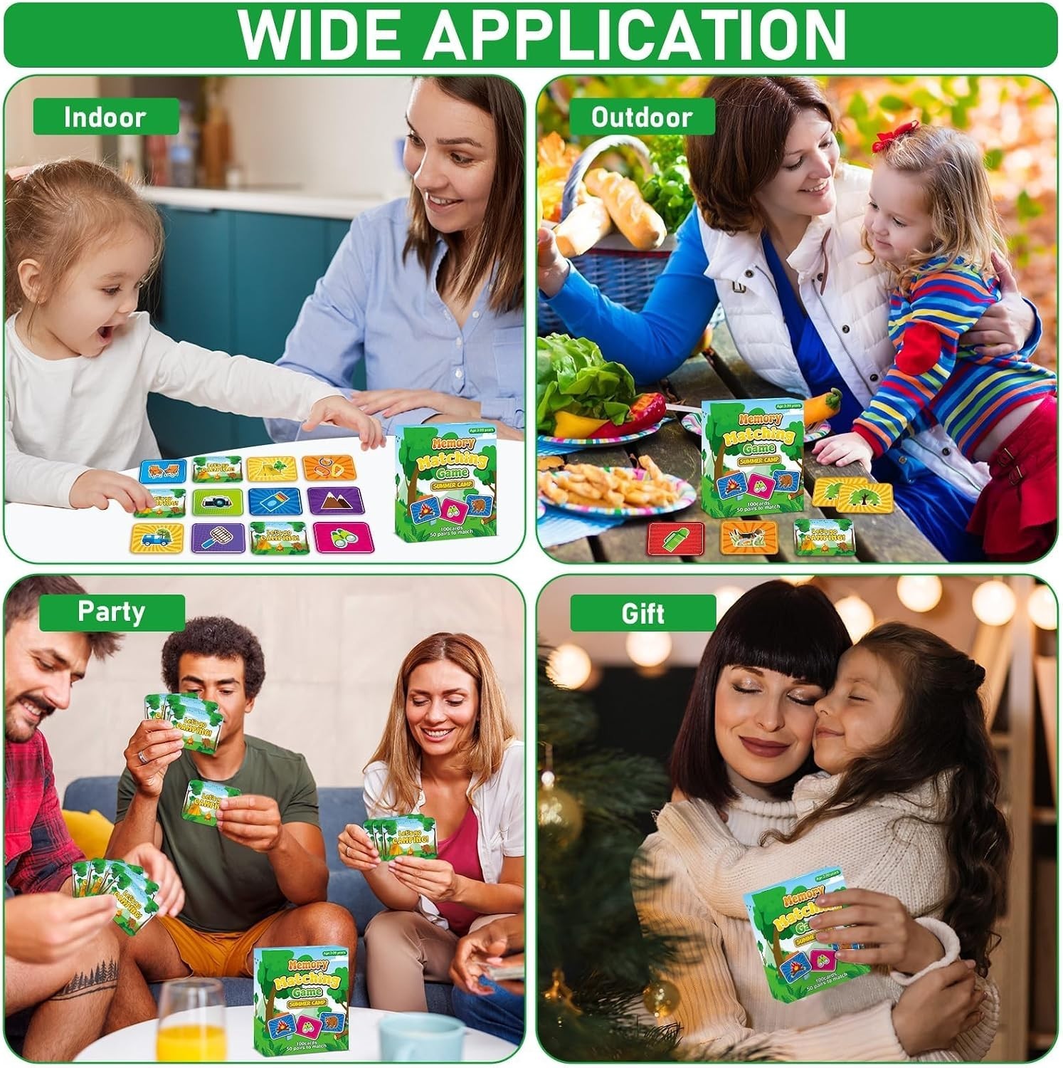 100 PCS Summer Camp Memory Matching Game for Kids Aged 3-8 – Educational Fun