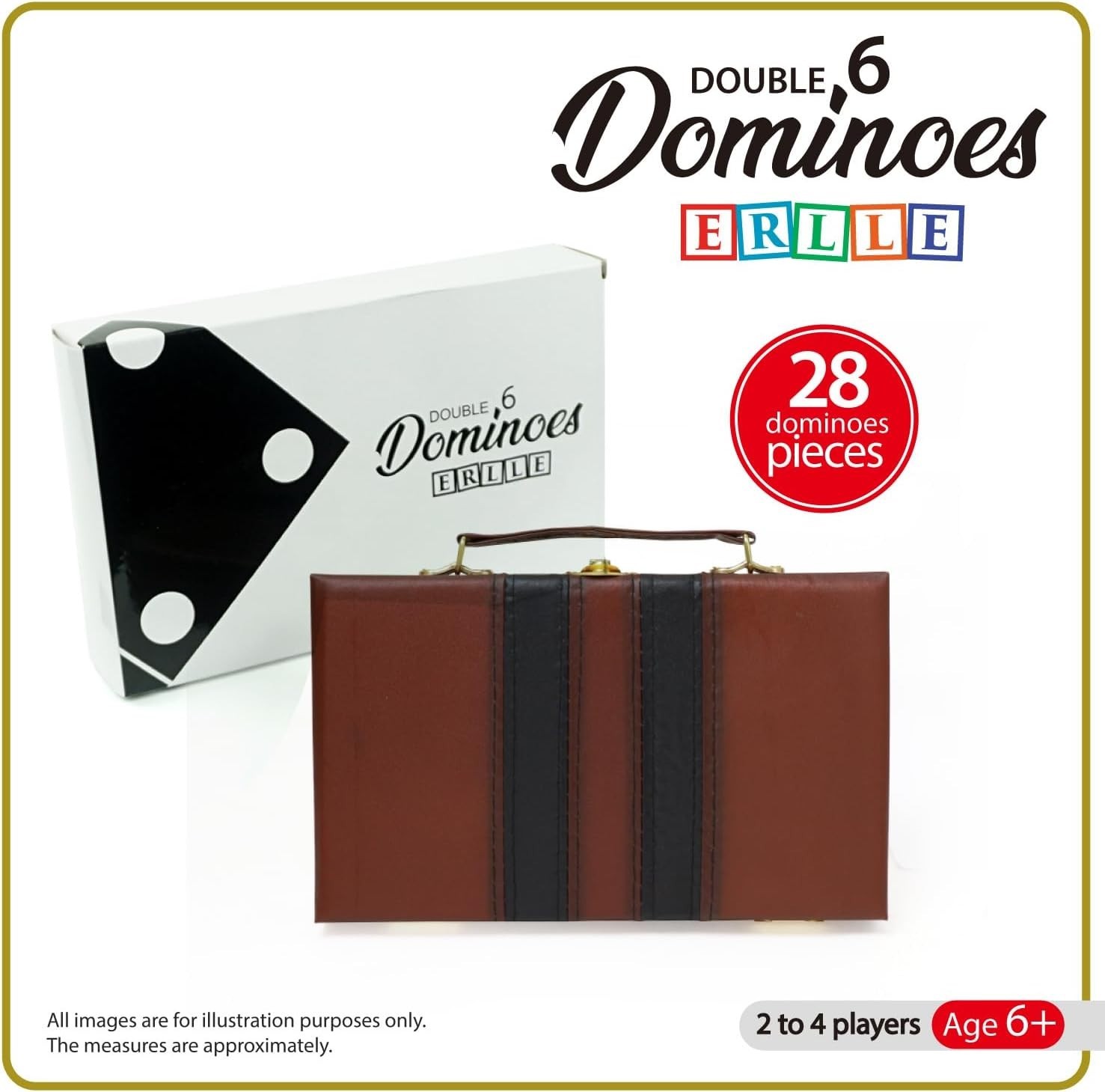 DOMINOES DOUBLE SIX LEATHERETTE CASE STANDARD SIZE TILE THICK 28 PC DOMINO GAME