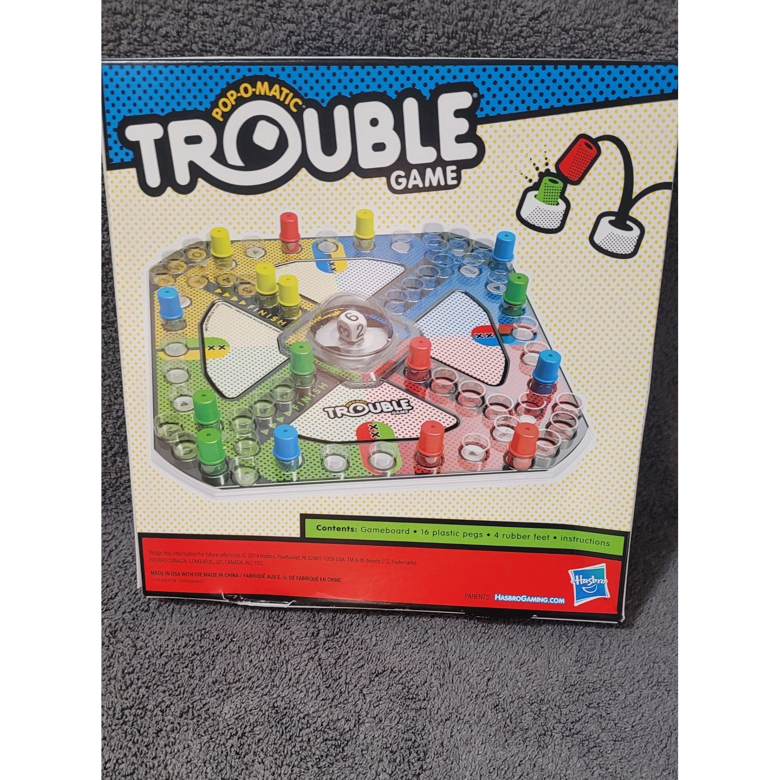 Hasbro Gaming Trouble Board Game Pop-O-Matic Die Roller Ages 5+ A5064