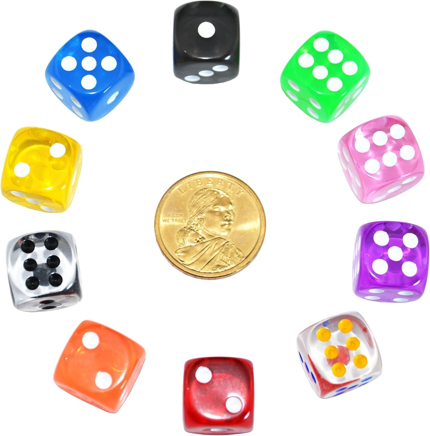 16mm Transparent D6 Dice Set – 10-piece Collection for Tabletop Roleplaying