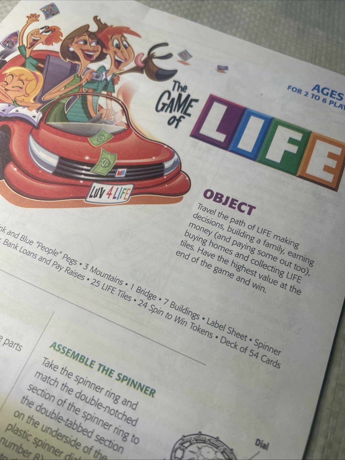 Game of Life 2007 Instruction Manual Replacement