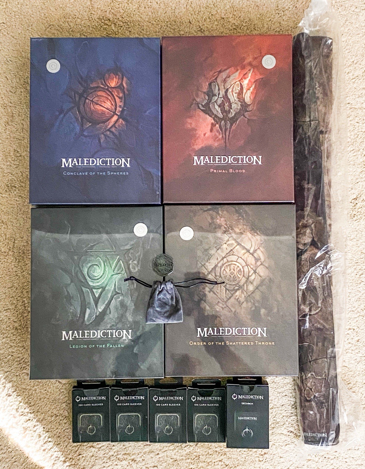 Gamefound Malediction Legacy Pledge Plus 200 Additional Sleeves & Metal Coin New