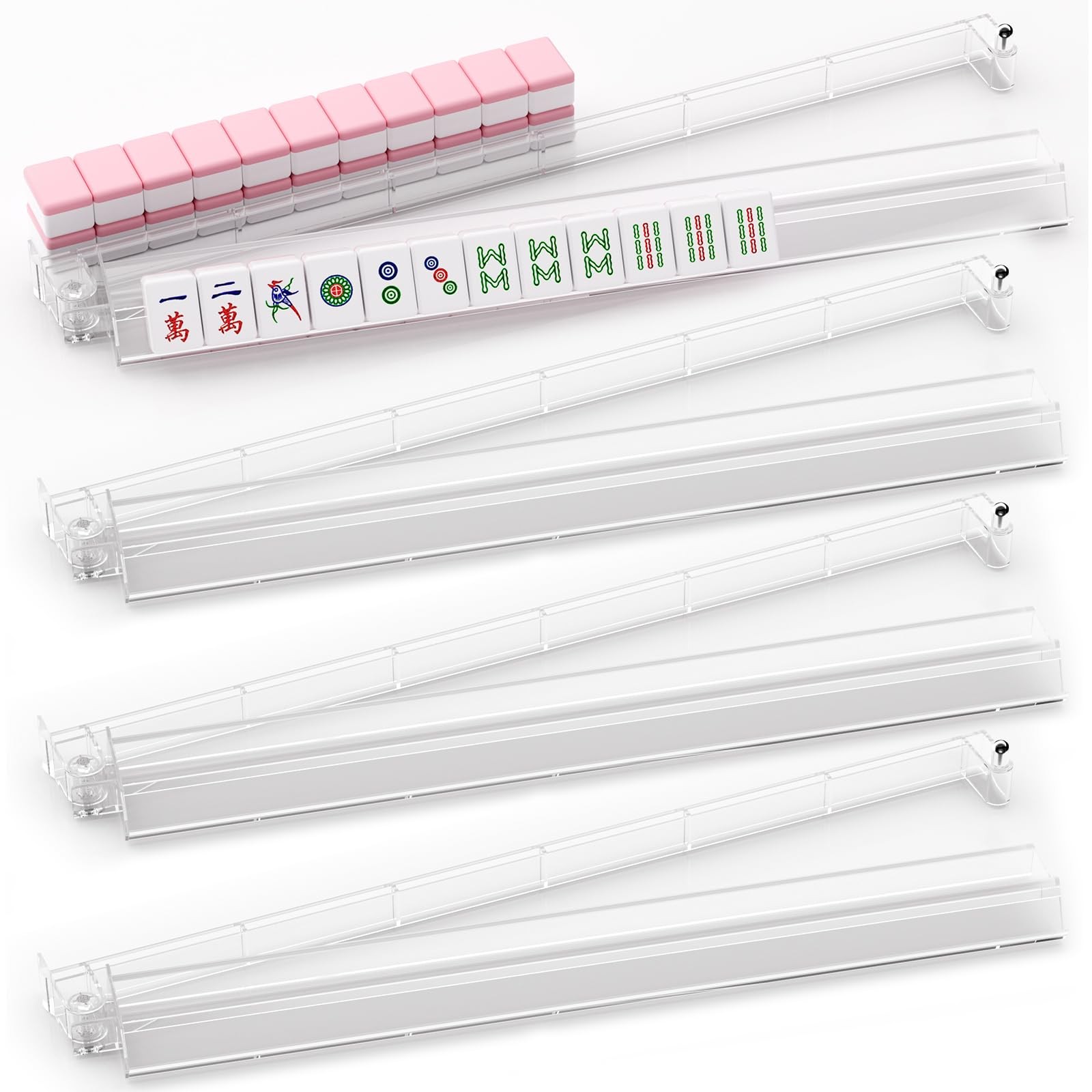 Clear Mahjong Racks with Pushers, 17.5″ Mahjong Pushers and Racks