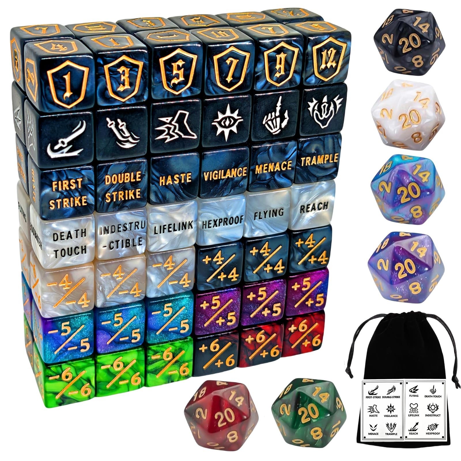90 PCS MTG Counter Dice Set – AbilityKeyword Counters, -1/+1 Life Counter, Sh…