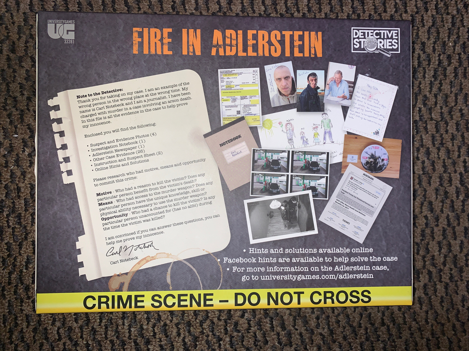 New – University Games Murder Mystery Party Case Files: Fire in Adlerstein
