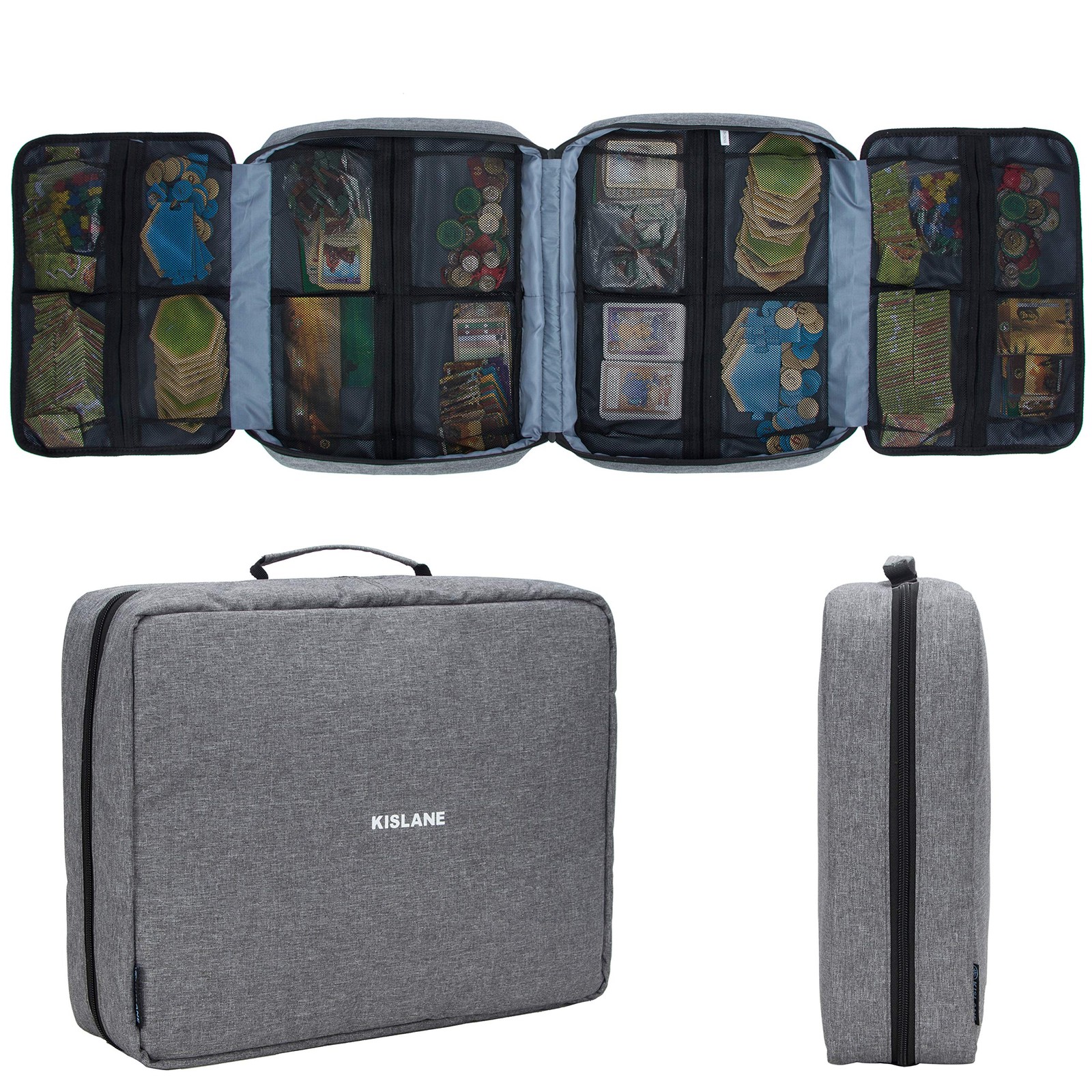 KISLANE Board Game Carrying Case with 18 Pockets for Board Games, Pieces, Tok…