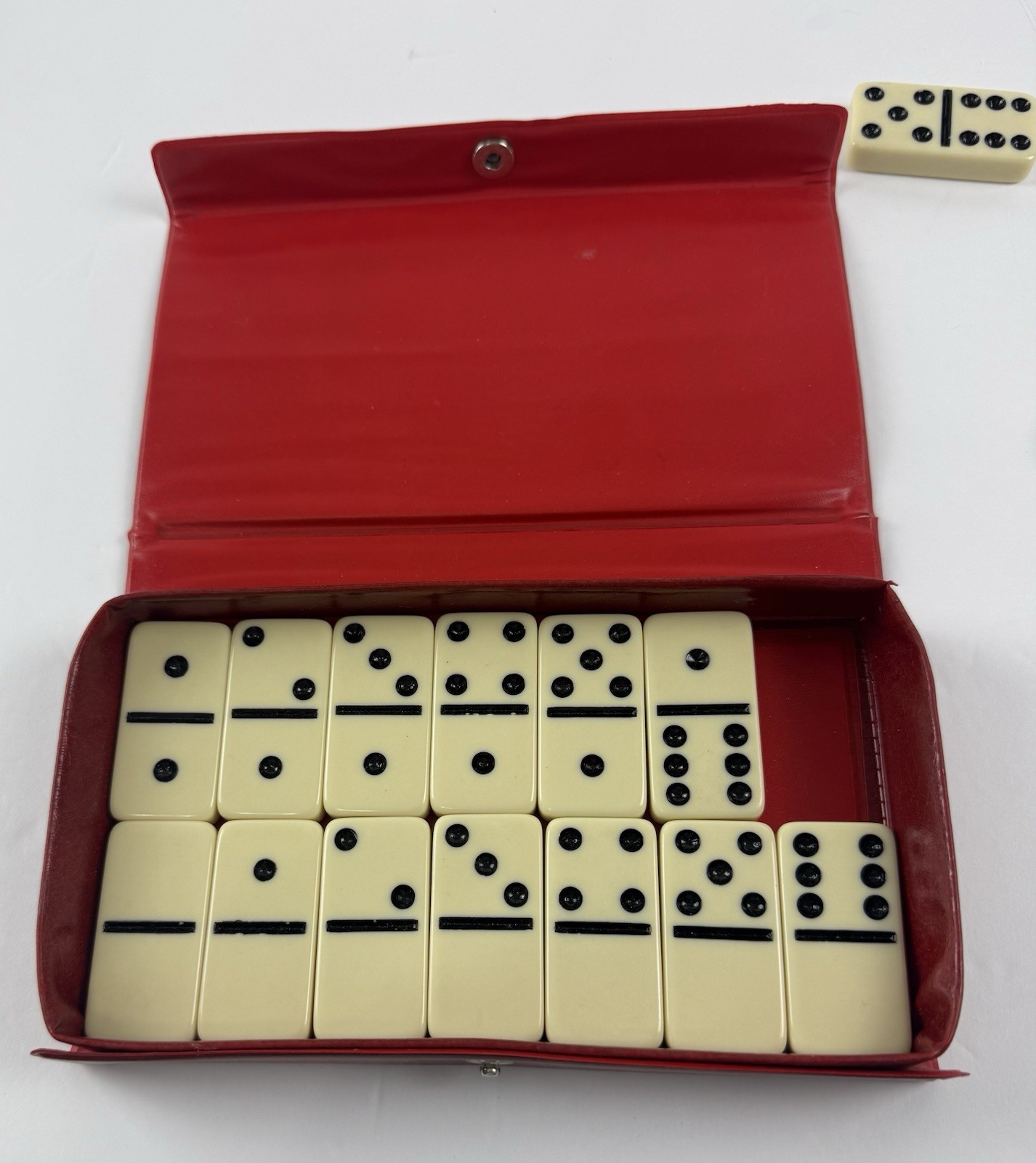 Dominoes Double Six Set Of 28 With Red Case Vintage Domino By Cardinal