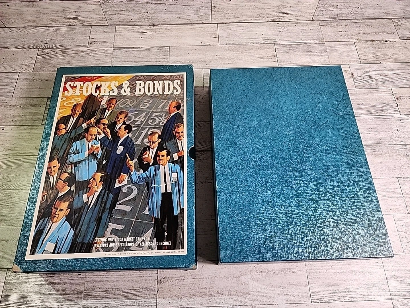 1964 Stocks and Bonds Bookshelf Board Game Vintage Investment Faux Book 3M USA