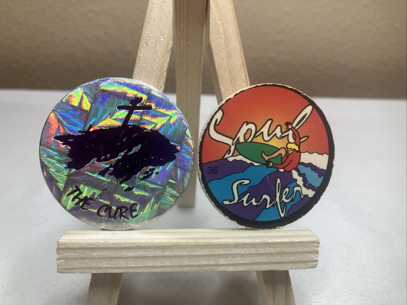 Vintage POGs Lot Of 30 Religious Christian Jesus Milk Caps w/Holder/Container