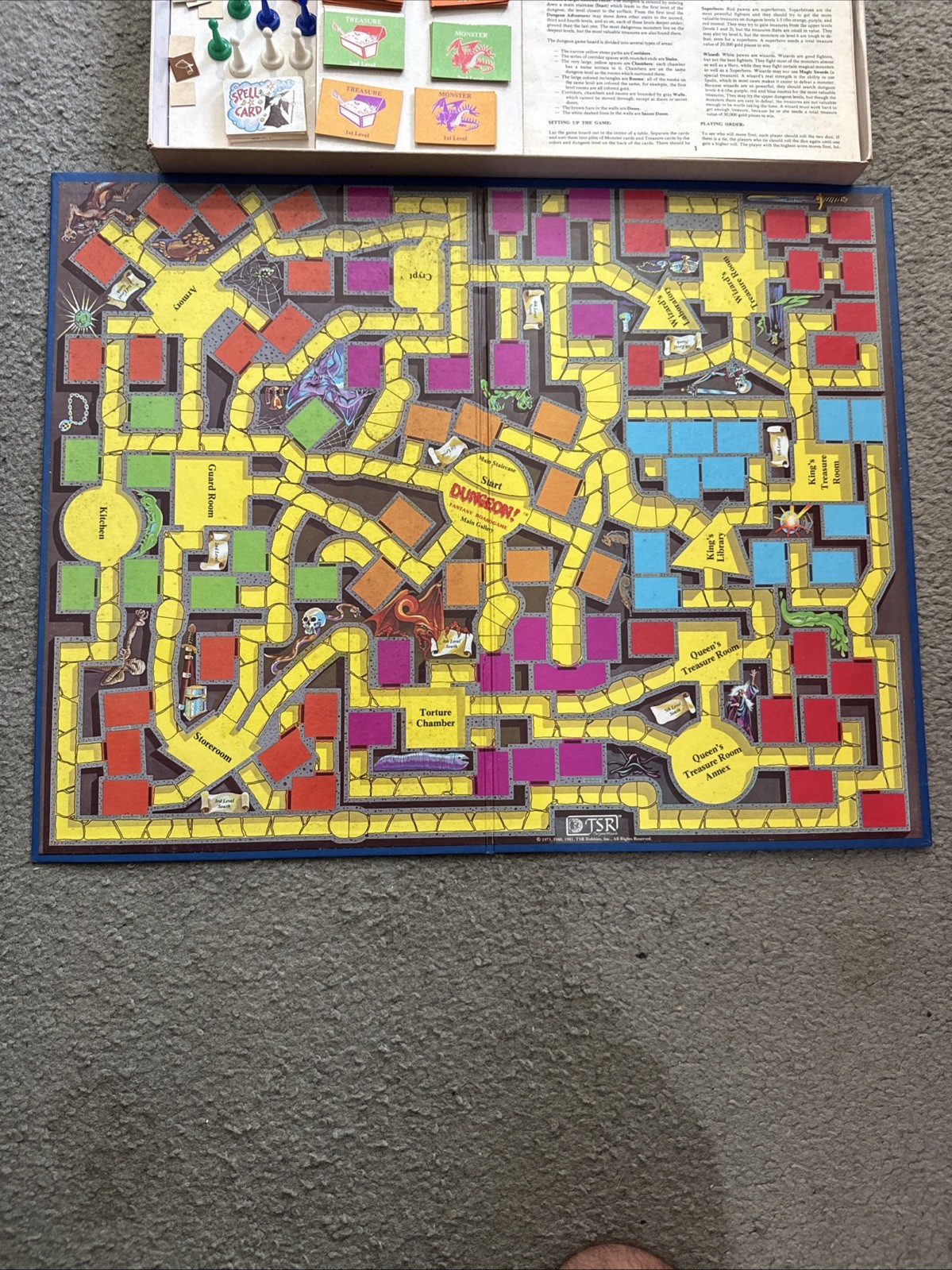 Dungeon! Vintage 1981 TSR Fantasy Boardgame Dungeons & Dragons Era 90% Complete