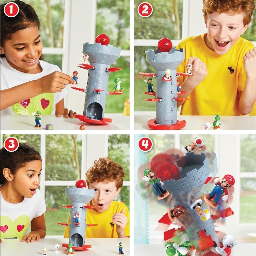 Super Mario Blow Up! Shaky Tower Balancing Game with 7 Collectible Figures