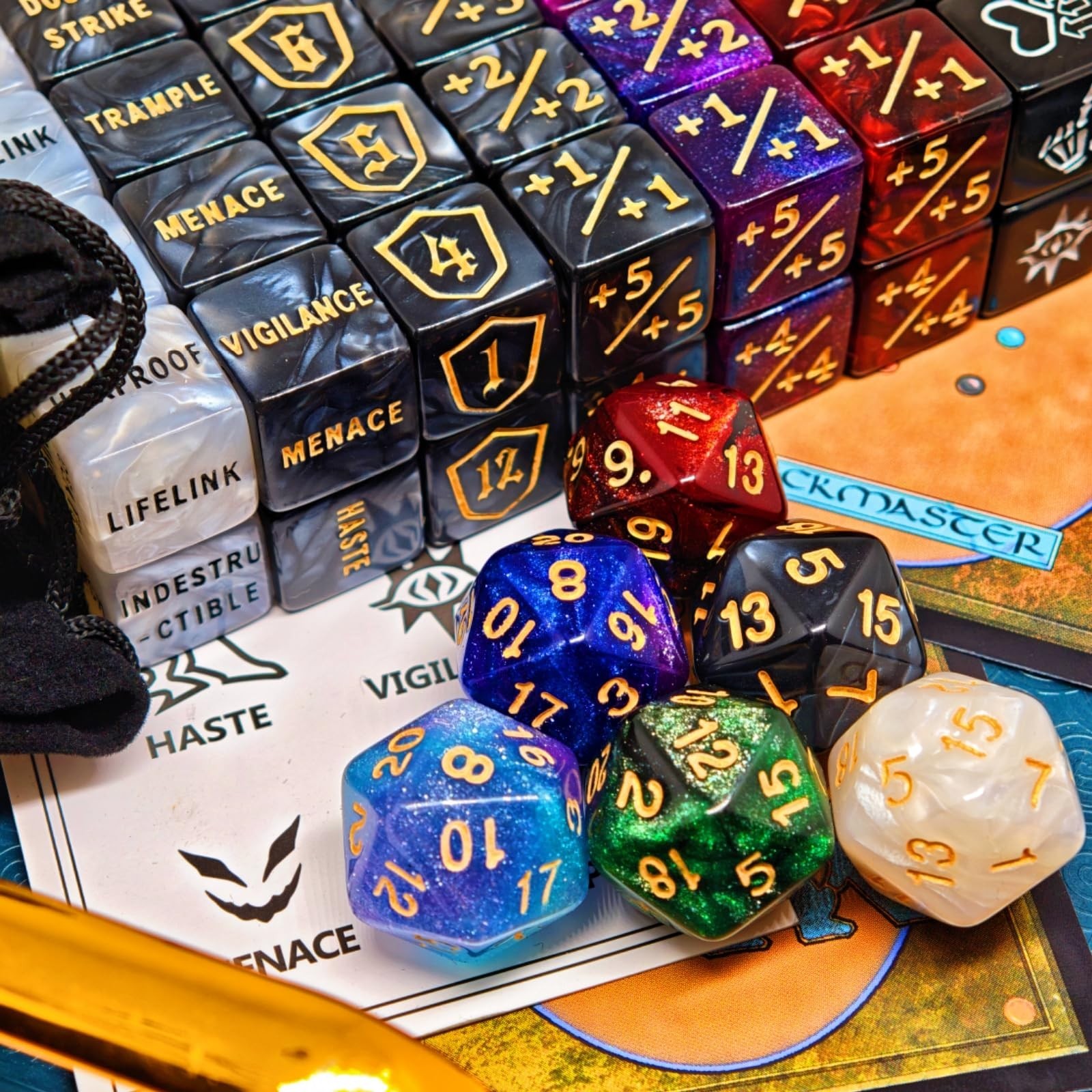 90 PCS MTG Counter Dice Set – AbilityKeyword Counters, -1/+1 Life Counter, Sh…