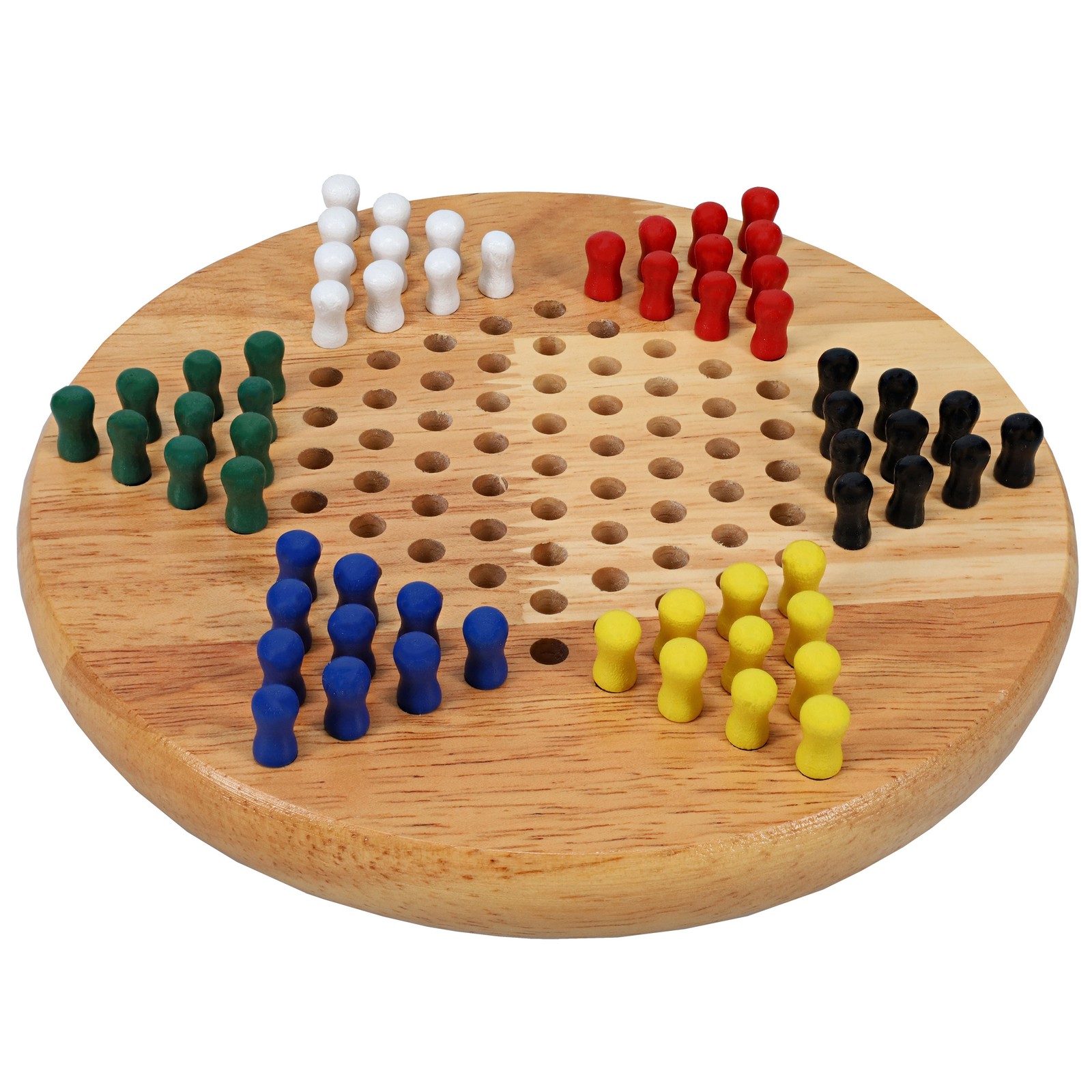 WE Games Chinese Checkers with Pegs – Solid Wood Travel Size – 7 in.