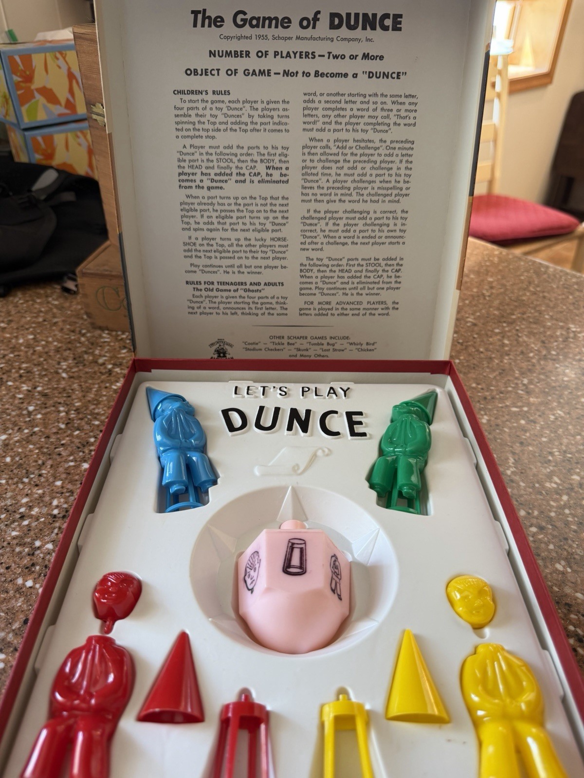 Schaper Dunce Wacky Action Word Game, 2+ Players, For All Ages, Vintage 1955