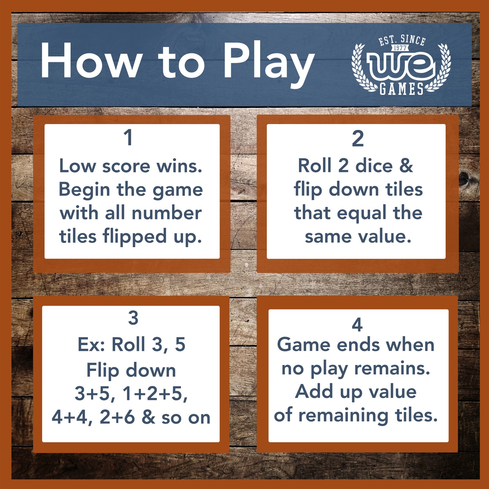 WE Games Mini Shut the Box Game, 9 Number Flip Tiles 5.5 in.