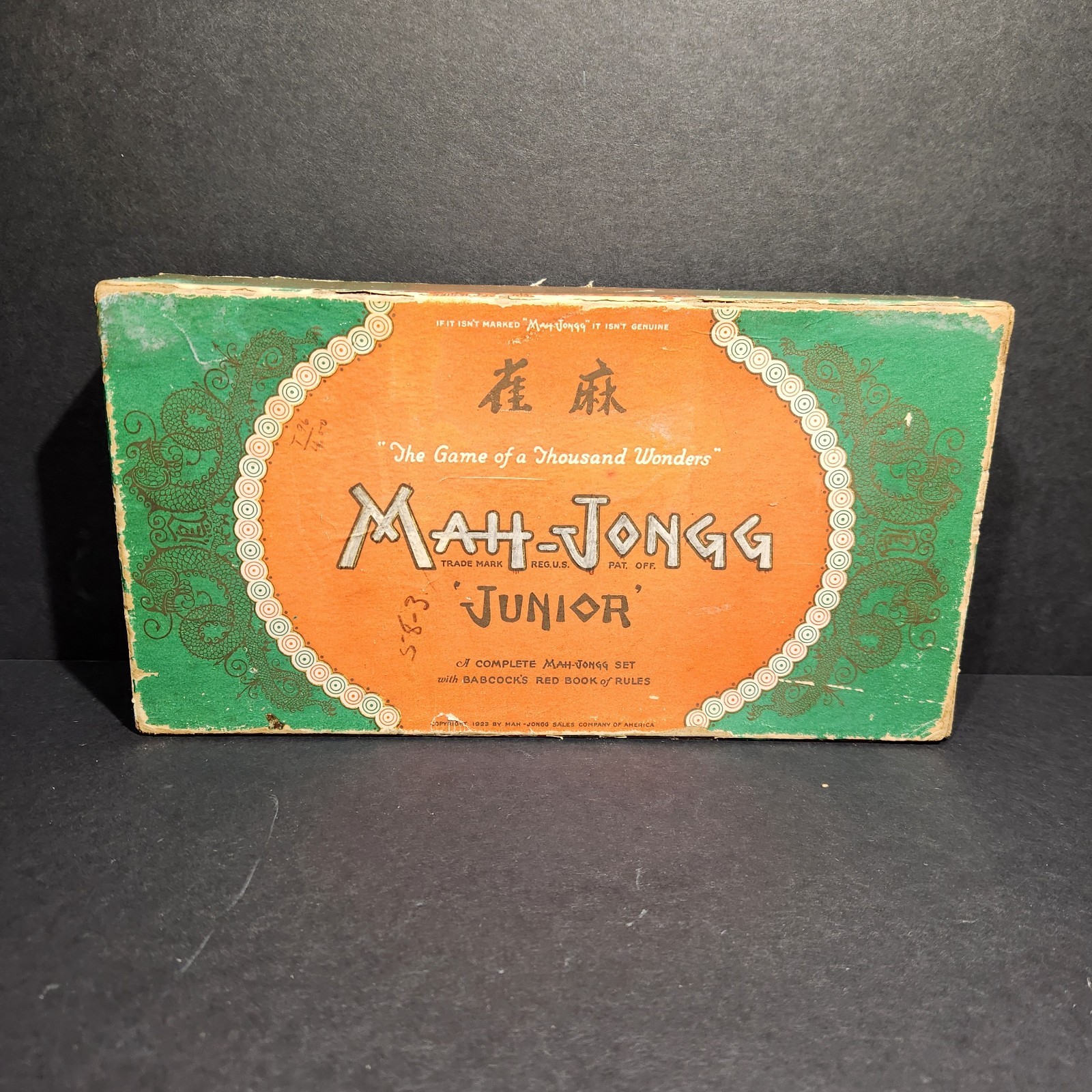 Mah-Jongg Junior Boxed Game with Instructions Tiny Dice All Tiles 1923