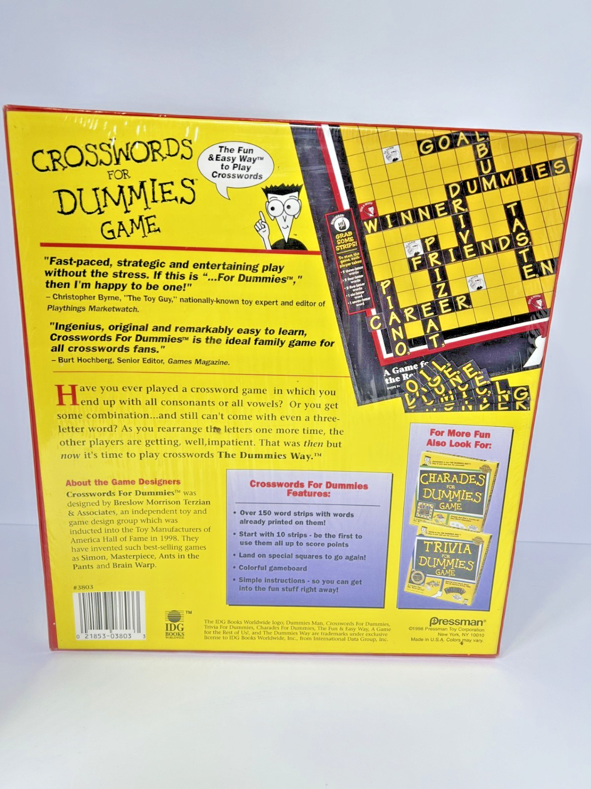 CROSSWORDS for Dummies Game NIB 2-4 Players Ages 12+ NEW Sealed Vintage 1998
