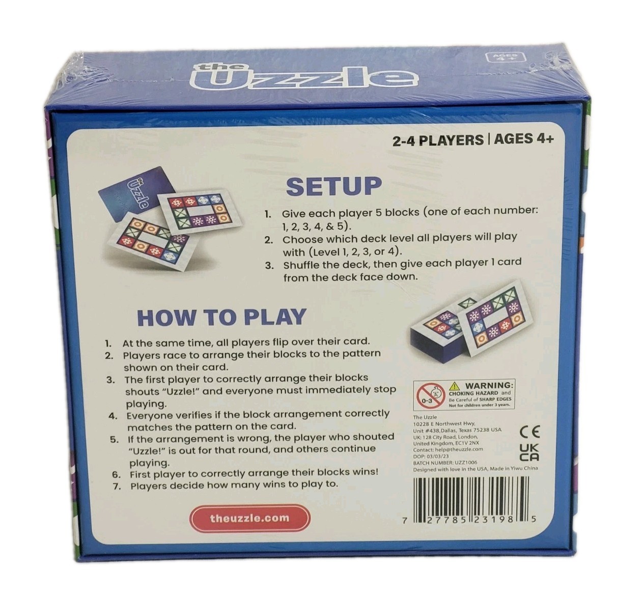 The Uzzle Board Game Block Puzzle Games for Ages 4+ Children & Adults New