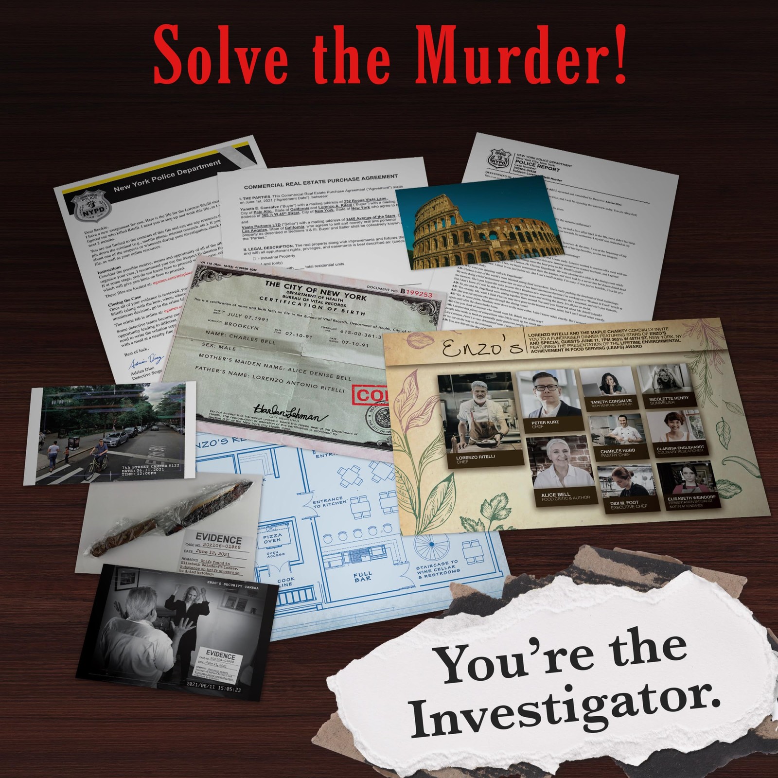 Case Files: Death by Chef’s Knife for 1 or More Players Ages 14 and Up