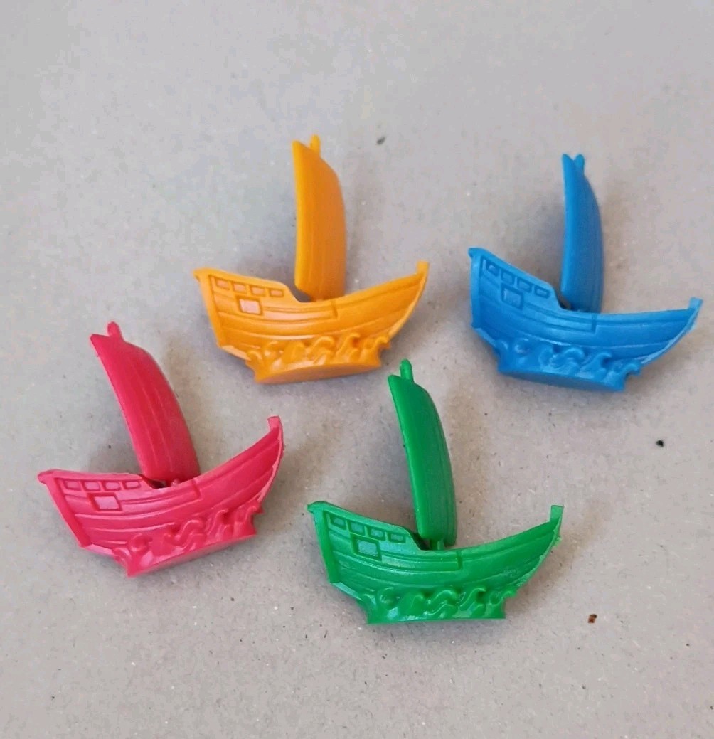 Machi Koro Legacy Replacement Ship Game Figures 4 Pc Set Red Blue Green Orange