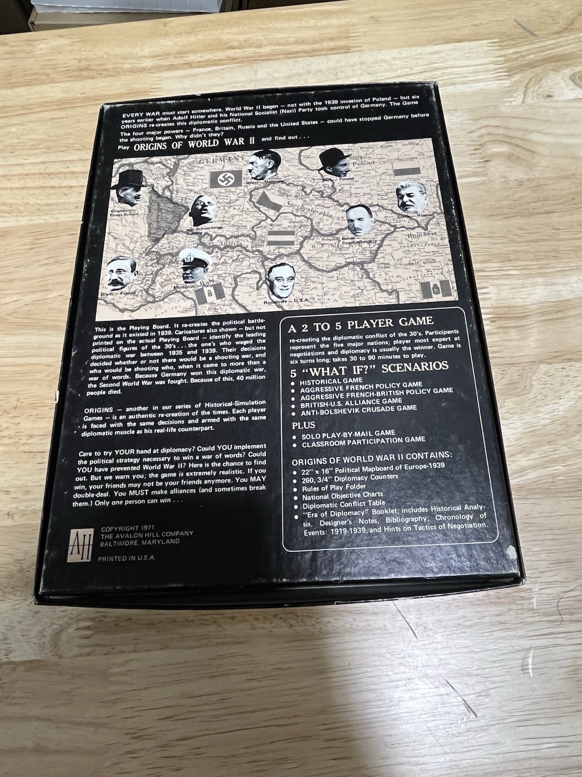 Origins Of World War II 2 Board Game. Unpunched/complete. Avalon Hill Board Game