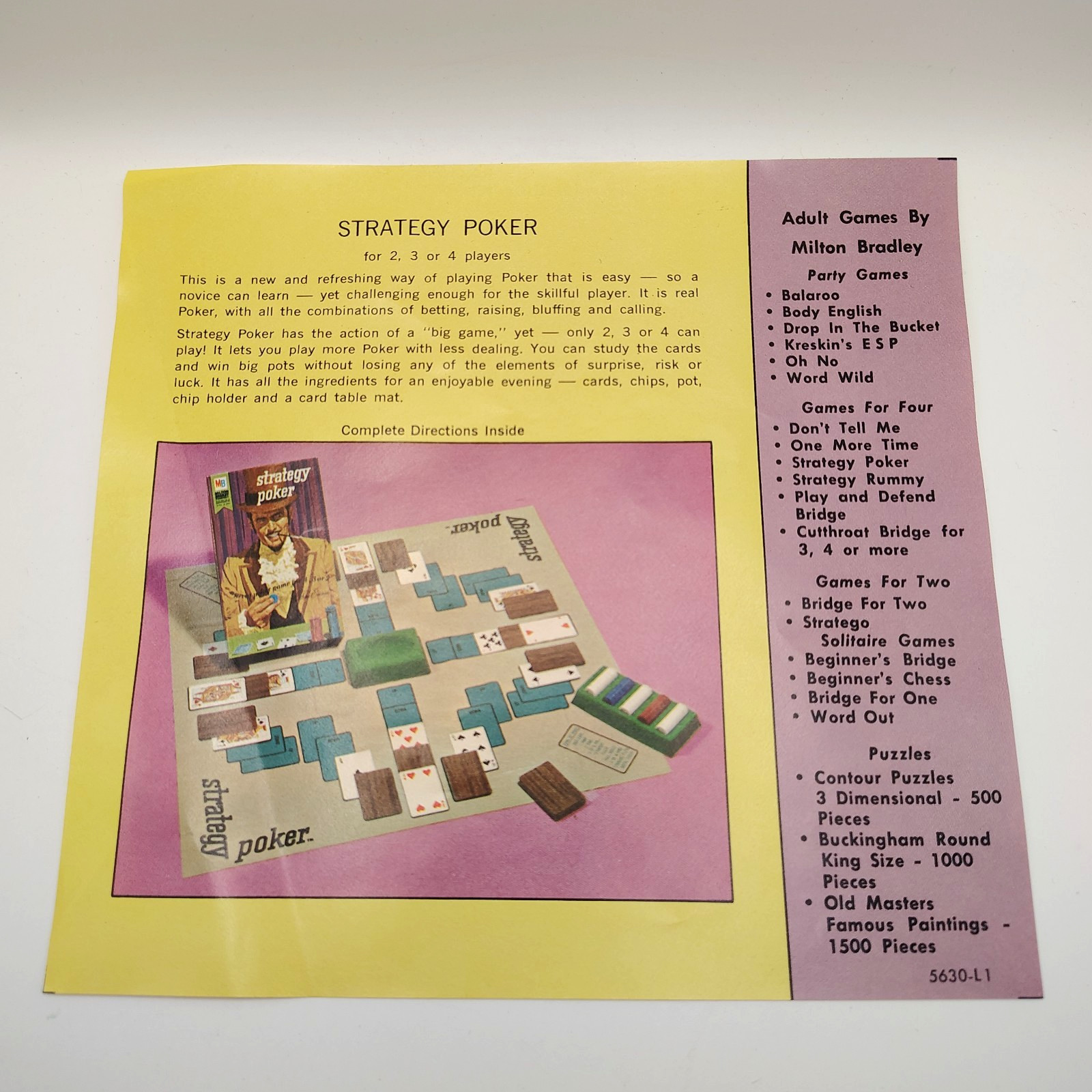 Strategy Poker Game Fine Edition Milton Bradley Complete Game Vintage 1967