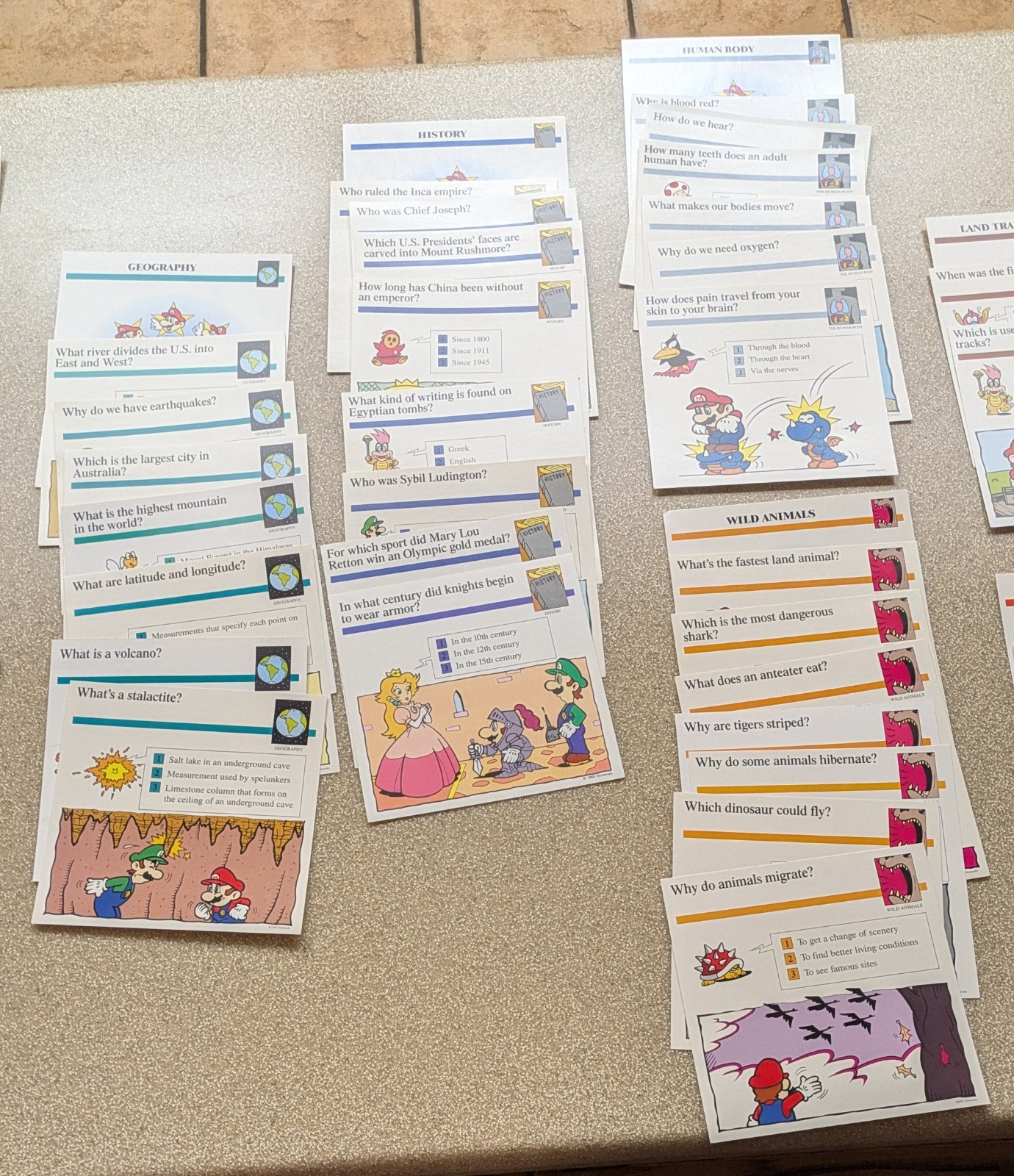 Vintage Atlas Super Mario Bros Luigi Nintendo Quiz Cards 72 cards manual