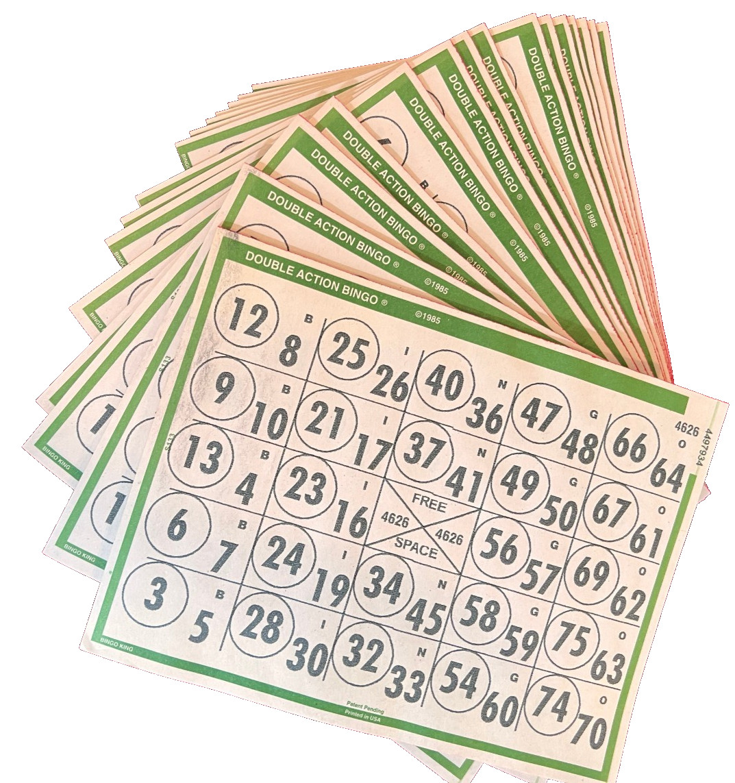 1on Double Action Bingo Paper Cards-Pack of 275-Green Border