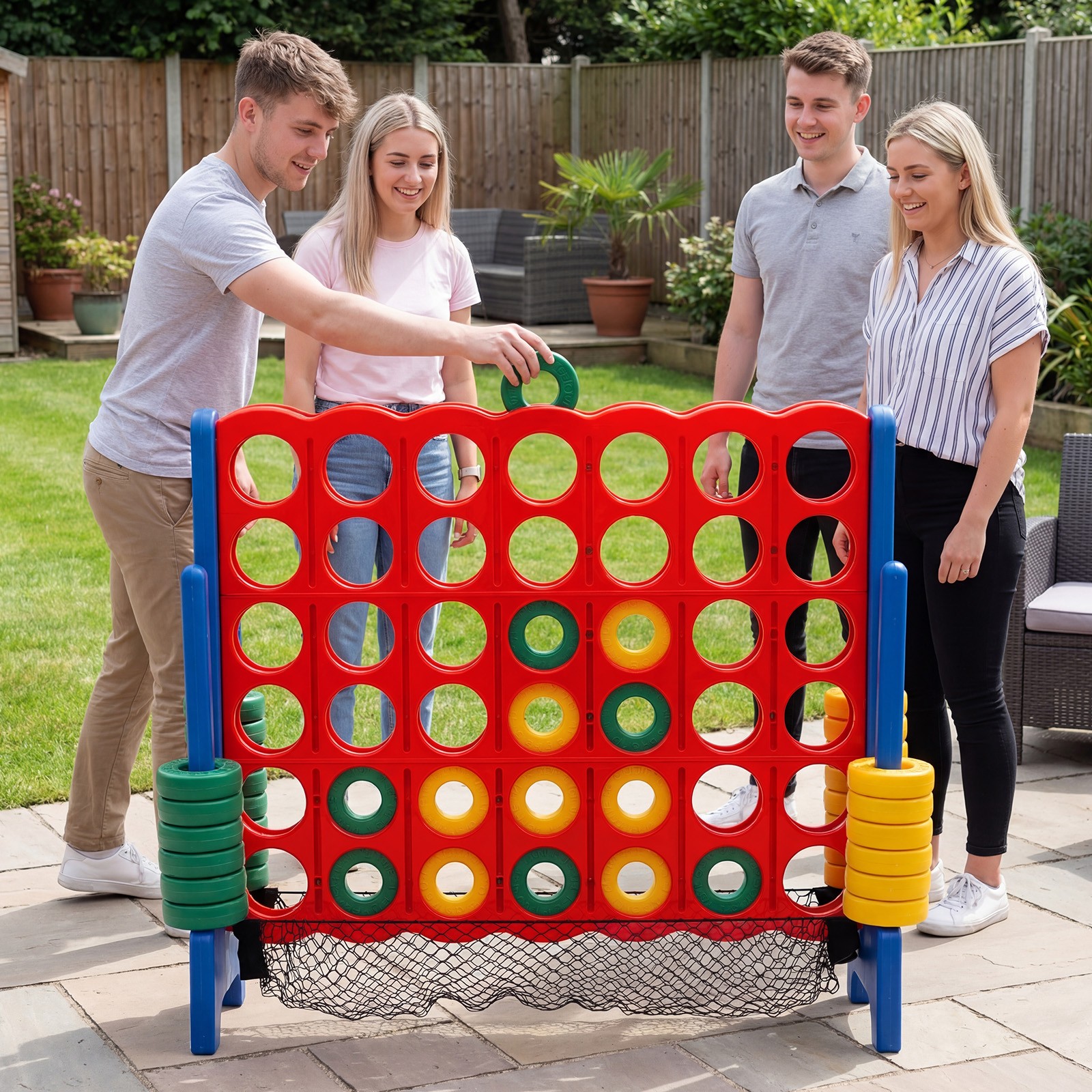 4-to-Score Giant Game Set 4-in-a-Row Connect Game W/Net Storage for Kids & Adult