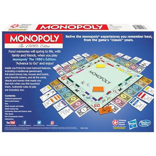 Monopoly 1980s Edition Classic Board Game Family Game Night 2 to 8 Players