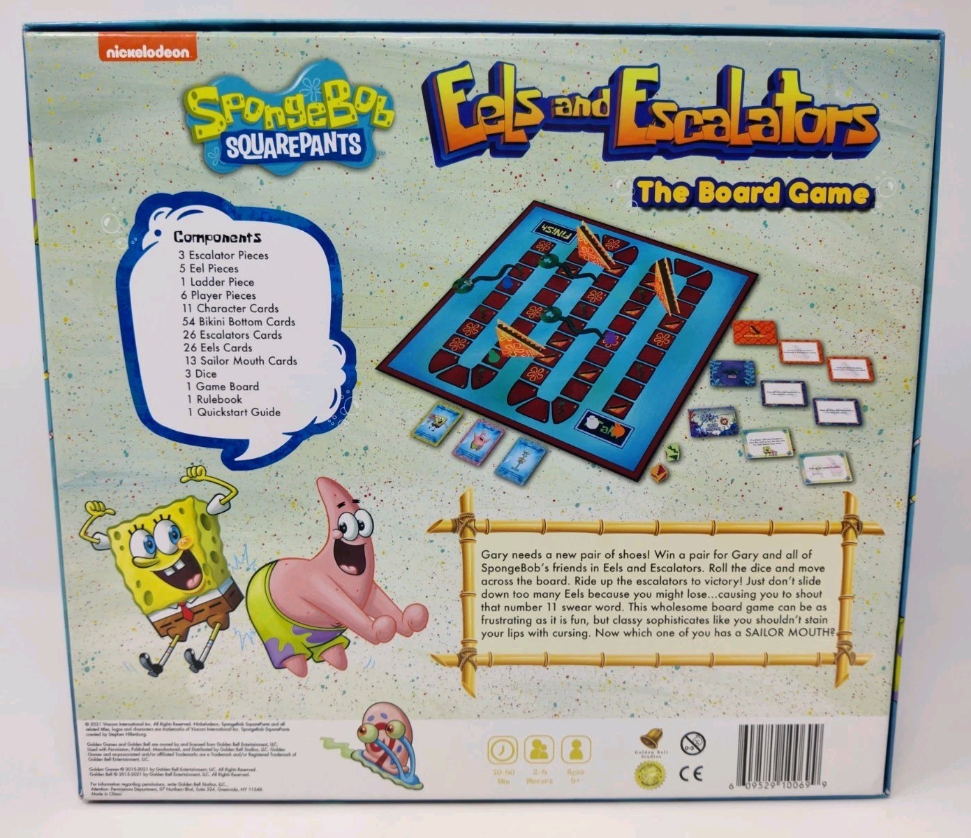 Spongebob Squarepants Eels and Escalators Board Game COMPLETE Golden Games 2023