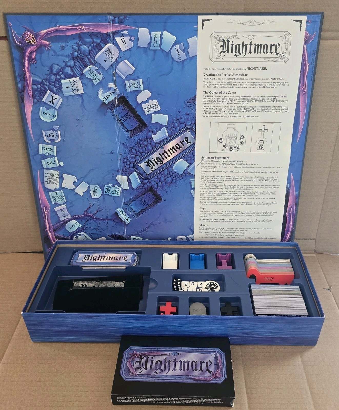 Vintage 1991 Chieftain Games Nightmare Video Board Gane VHS Complete