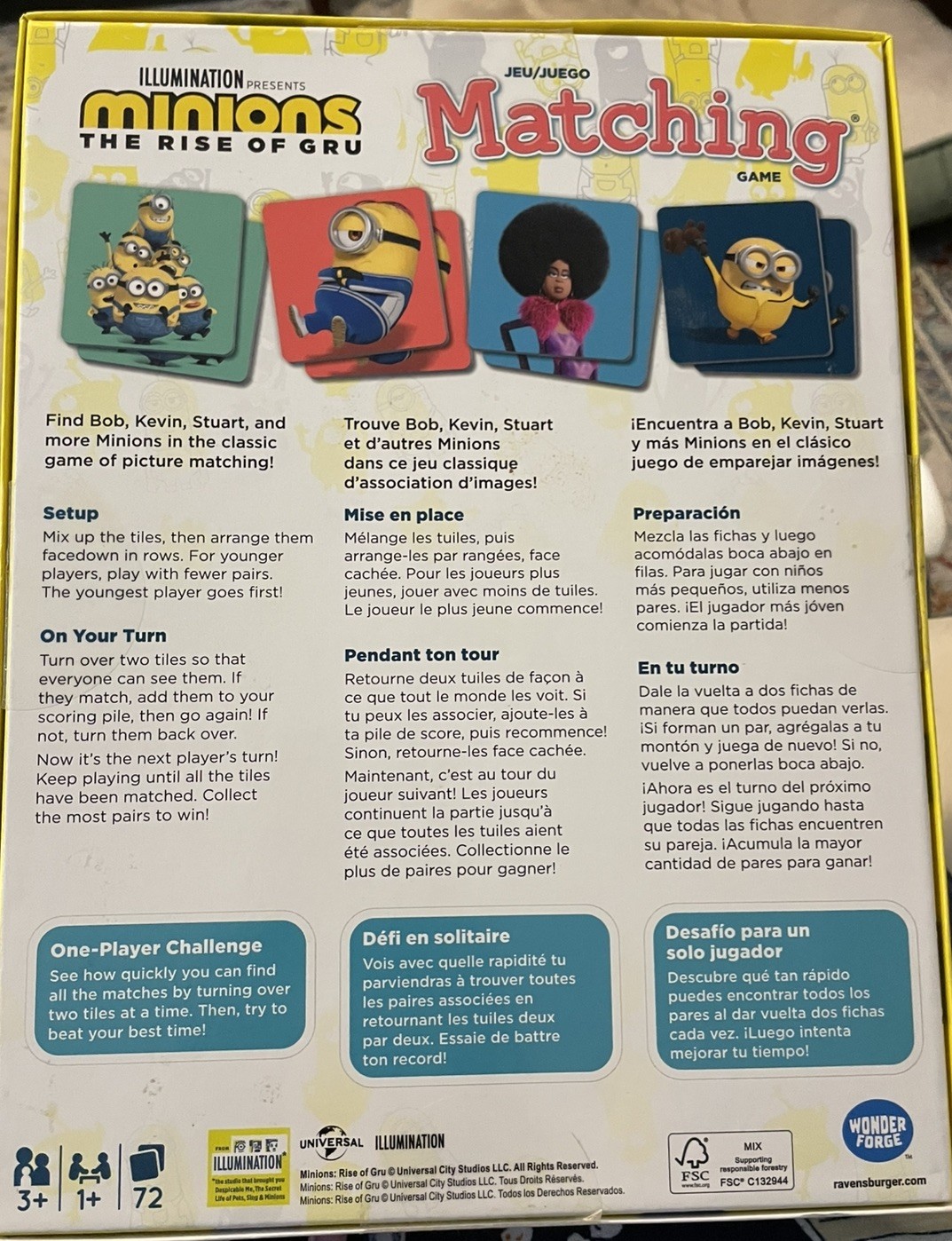 Minions Rise of Gru Matching Game Wonder Forge Kids Memory Match Pairs Game