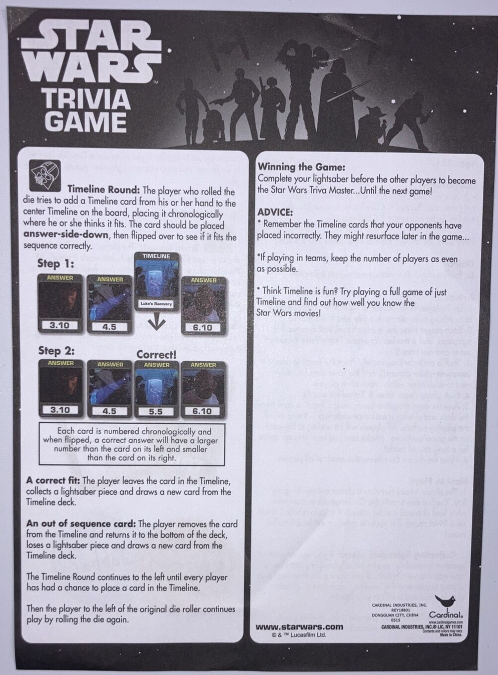 Disney Star Wars Trivia Game