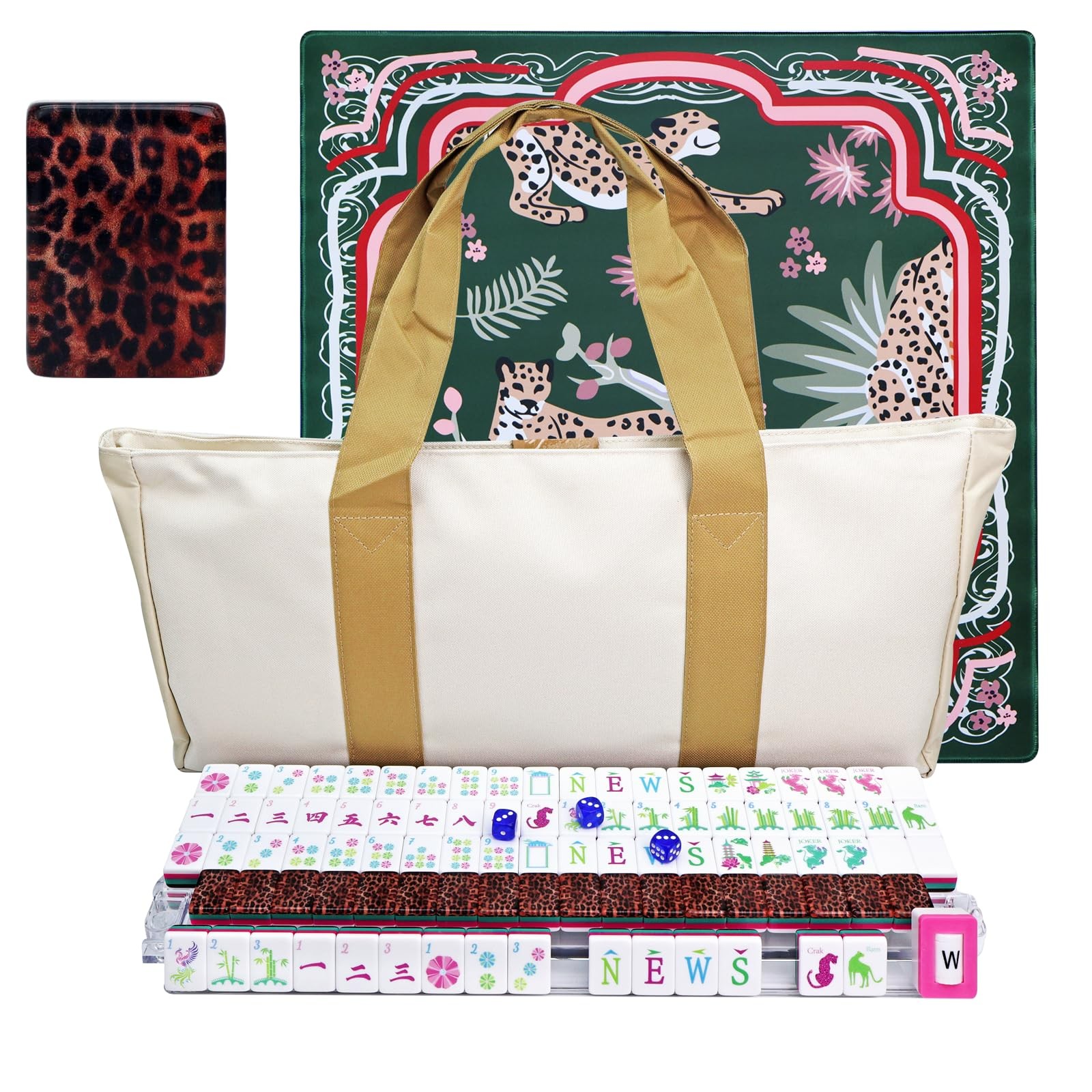 American Mahjong Game Set, Portable Carrying Bag,Acrylic 160 Tiles,Western Ma…