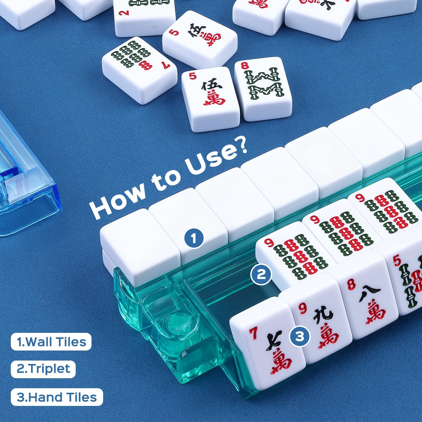 FamRica Mahjong Racks with Pushers, 4PCS All-in-One Tile Colourful