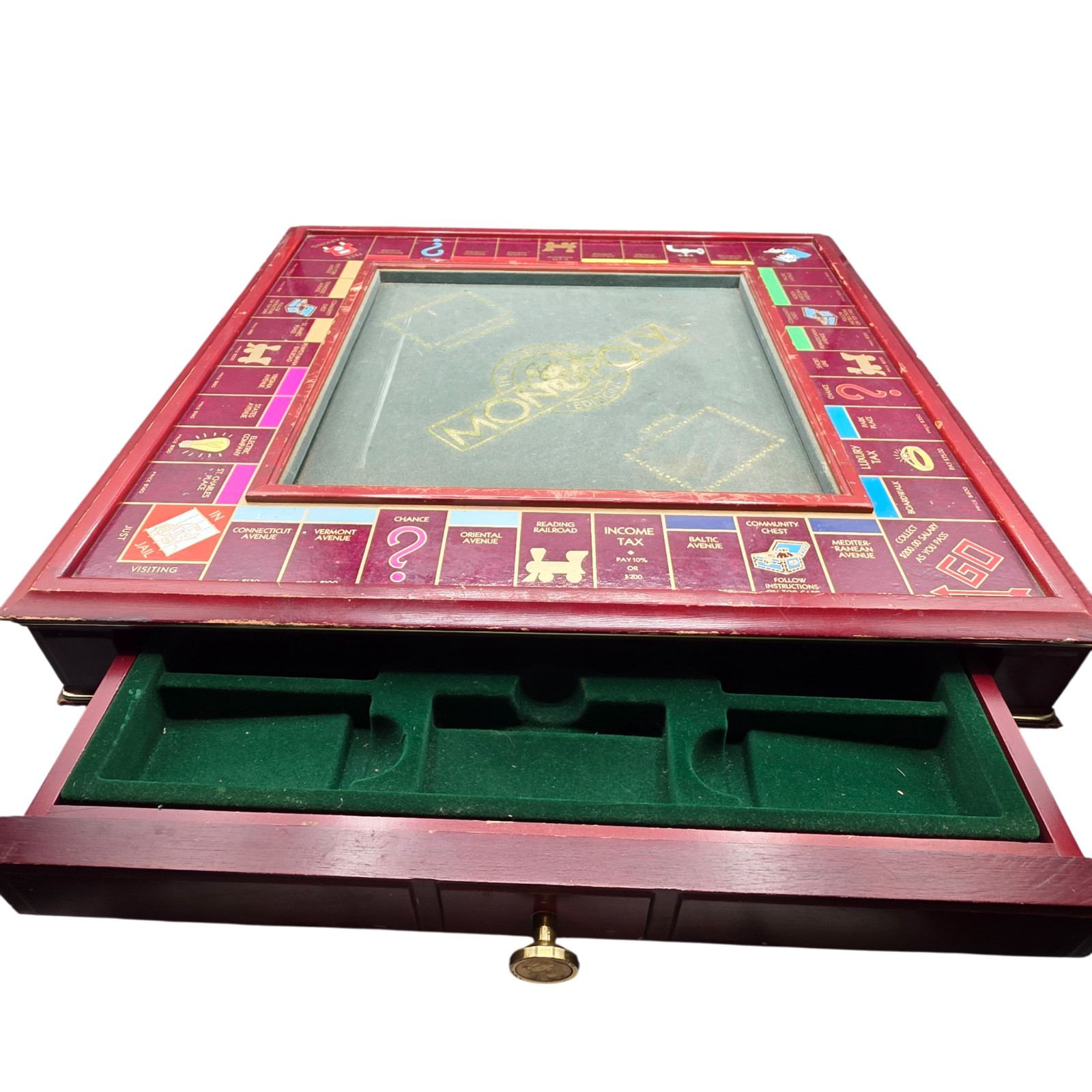 1991 Franklin Mint Monopoly Collector’s Edition Wooden Game Board Only 21″ Rare