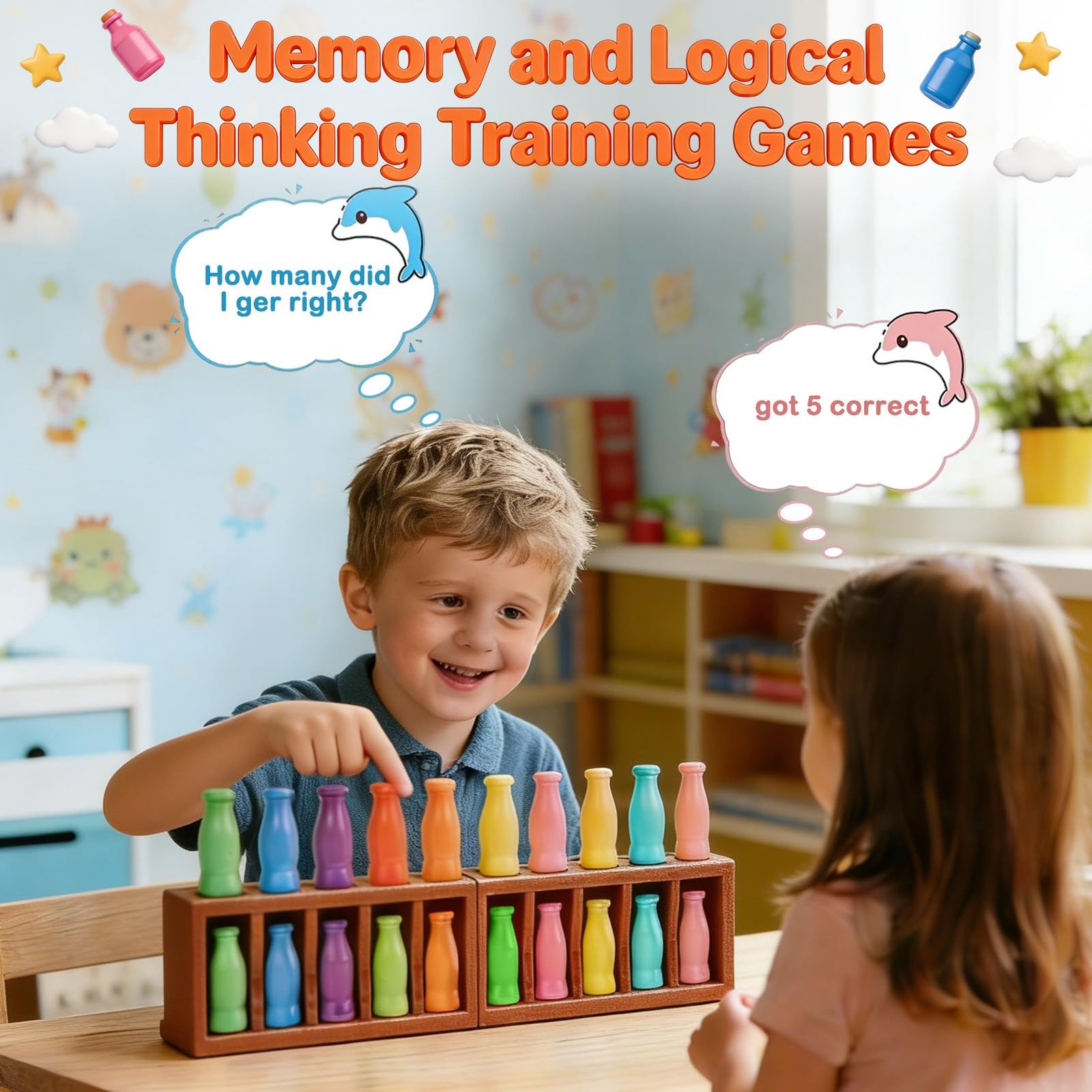 20pcs Bottle Color Match Game for Kids 8-12 | Family Memory & Logic Fun