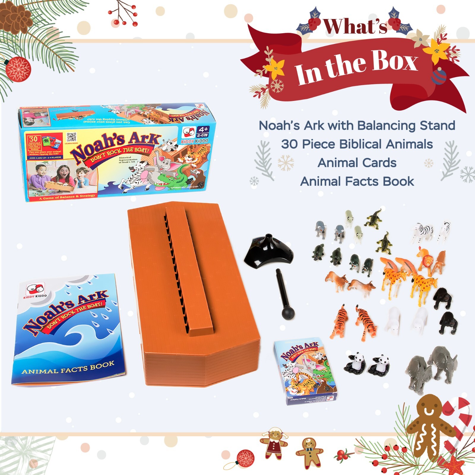 Noah’s Ark Board Game, Educational Strategy Balancing Game with 30 Animals