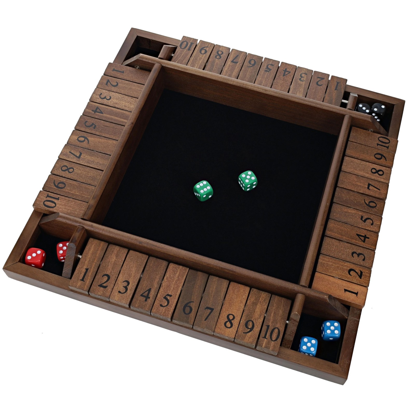 WE Games 4 Player Shut The Box(TM) Dice Game with Lid, Natural Wood, Large