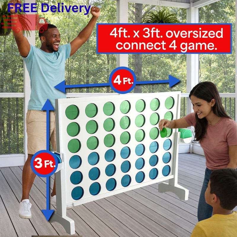 Giant Wooden Four in a Row Connect Challenge Game Indoor Outdoor Backyard Family