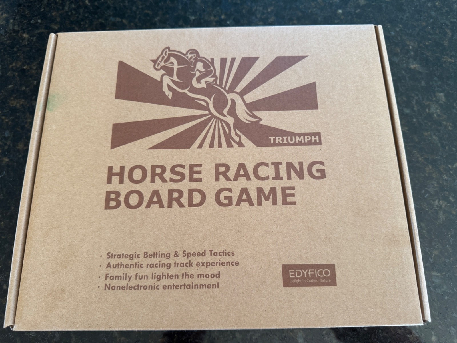 Wood Horse Racing Board Game-Foldable-Portable-Includes: Horses-Cards-Chips-Dice