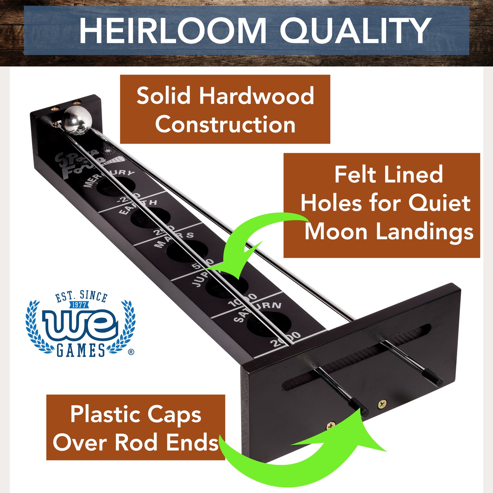 WE Games Shoot The Moon – Solid Wood, Black Stained – 18 in.