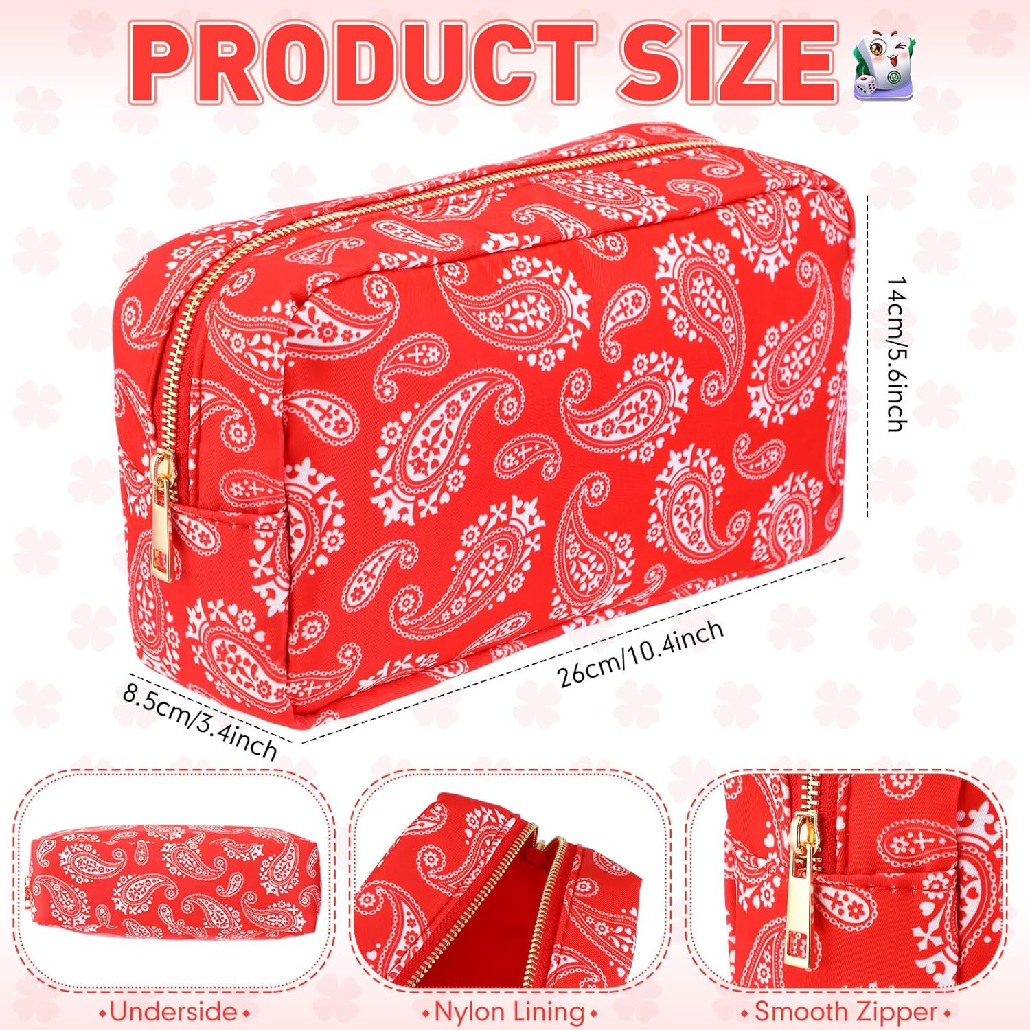 Empty Mahjong Tiles Bag Thickened American Mahjong Tiles Bag with Zipper Boar…