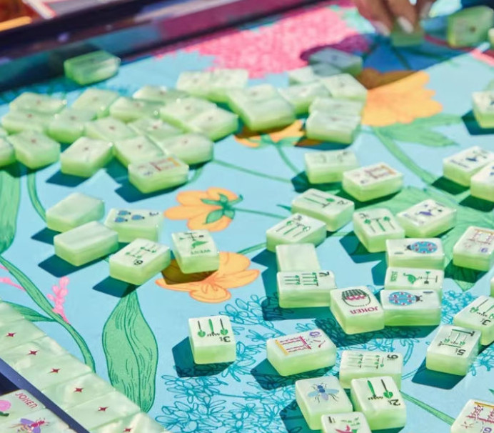 Luxury Fruit Green Crystal Acrylic American Mahjong Set 160 Tiles Home Game