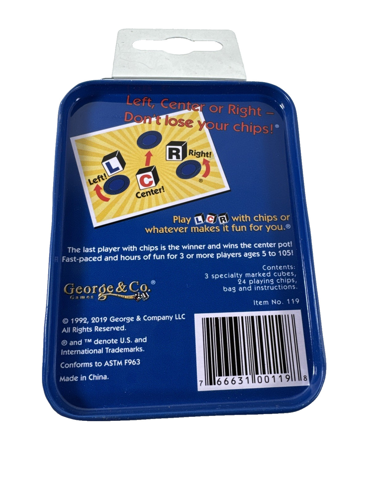 NEW SEALED LCR® Left Center Right™ Dice Game in Blue Tin Box by George & Co.