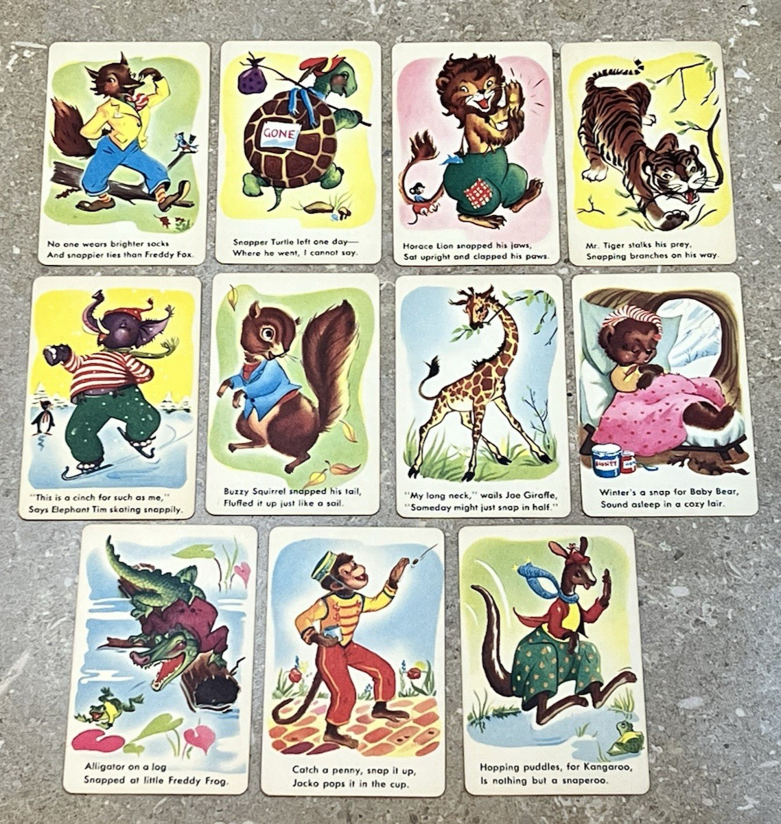 Vintage Whitman Snap Card Game 1950s Animals Complete