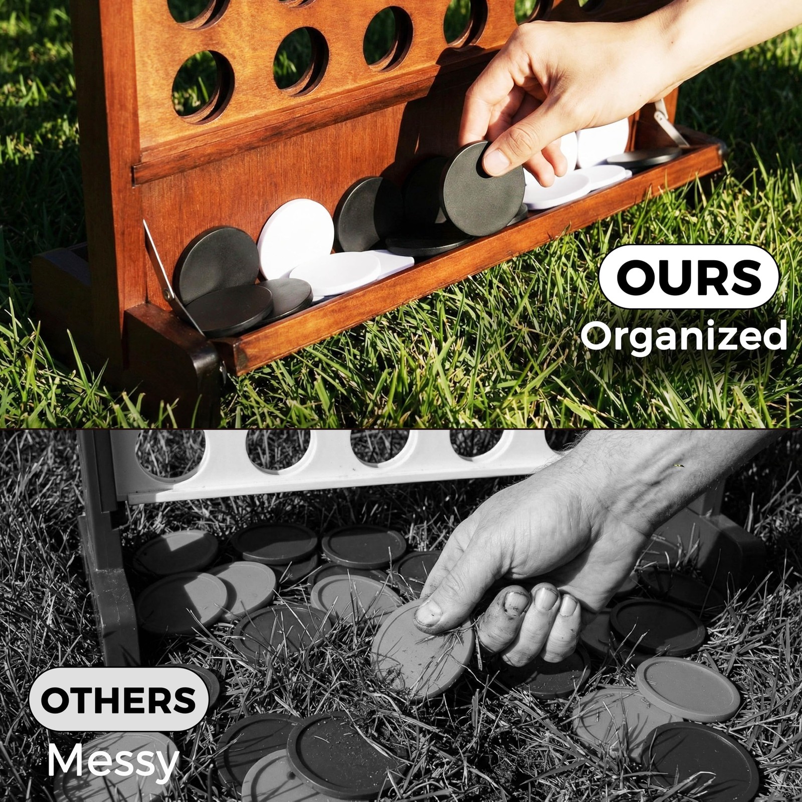 Wooden 4 in a Row Game Giant Indoor Outdoor Play 33.2 W Walnut Games
